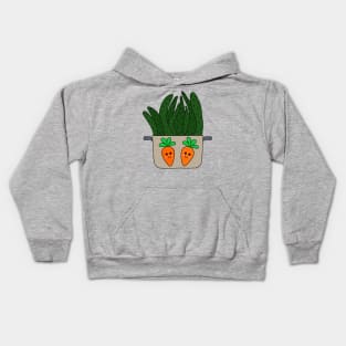 Cute Cactus Design #179: Succulent In Cooking Pot With Carrots Kids Hoodie